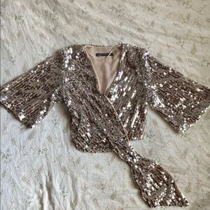 Zara sequin wrap top size small in great condition never worn